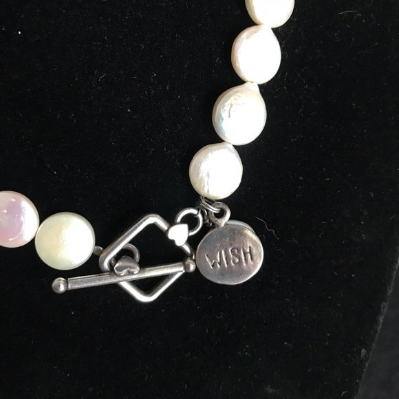 Vintage Handmade Coin Pearl Double Wrap Bracelet Sterling Charm Clasp - Picture 3 of 8